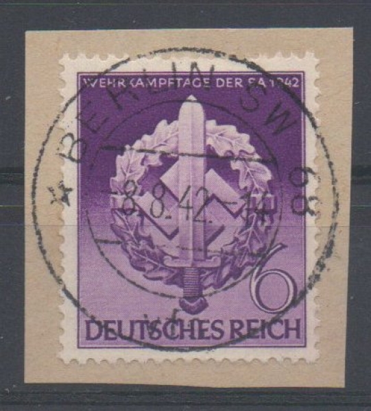 Michel Nr. 818, Wehrkampftage auf Briefstück mit Ersttagsstempel.